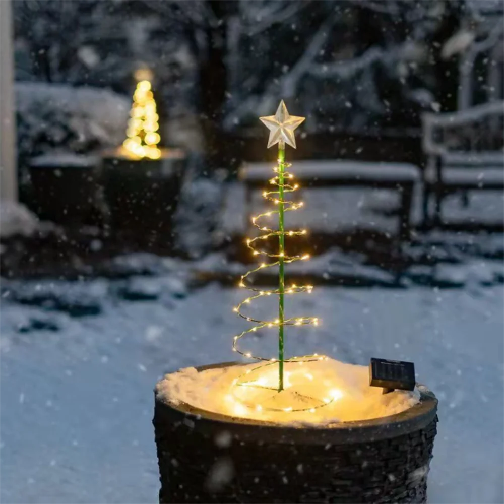 Solar Garden Christmas Tree Lights – Waterproof LED Outdoor Star Lantern