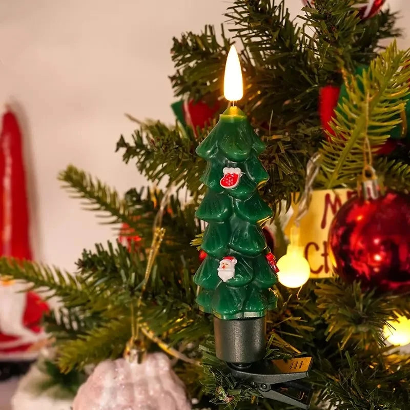 Cartoon Christmas Tree LED Candle – Remote-Controlled Flickering Paraffin Light
