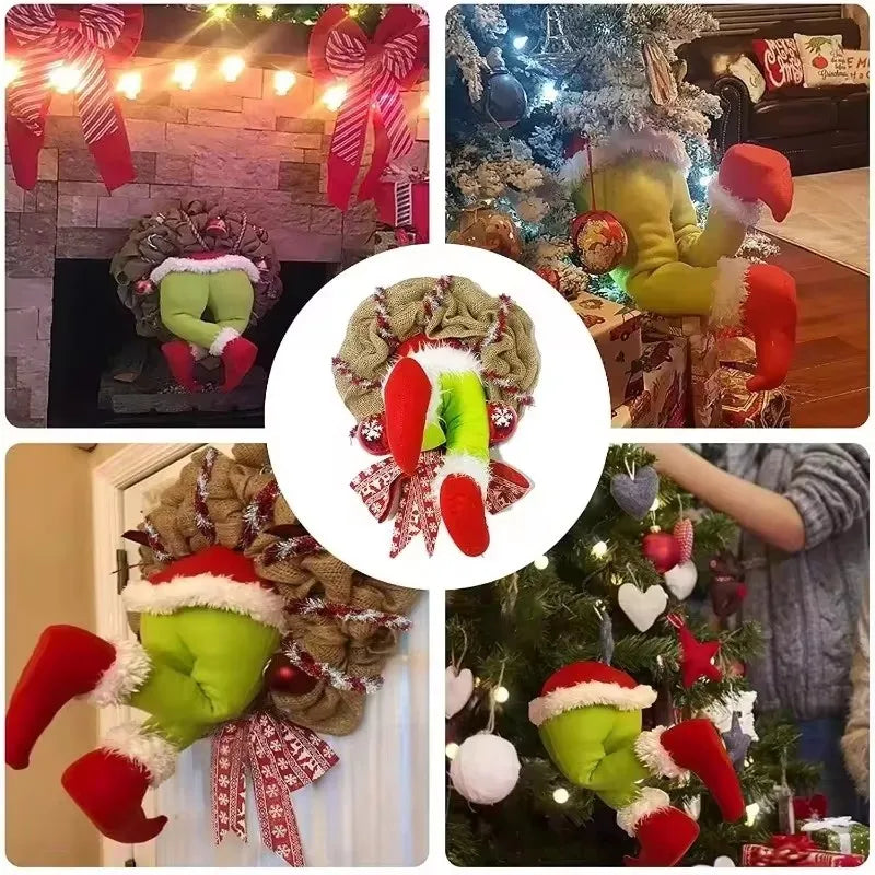 Christmas Thief Wreath – Funny Elf Leg Holiday Decoration