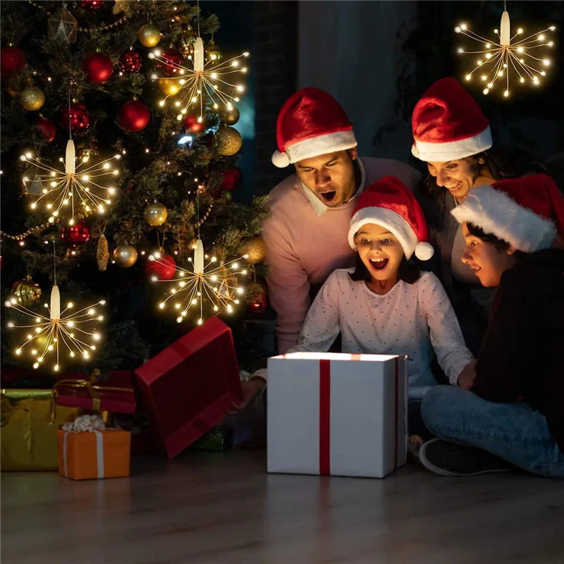 LED Firework Fairy String Lights – Battery Powered Hanging Starburst Lamp