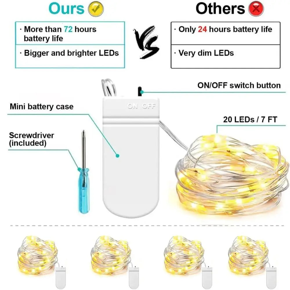 Waterproof Fairy String Lights – 6 Pack LED Firefly Twinkle Lights