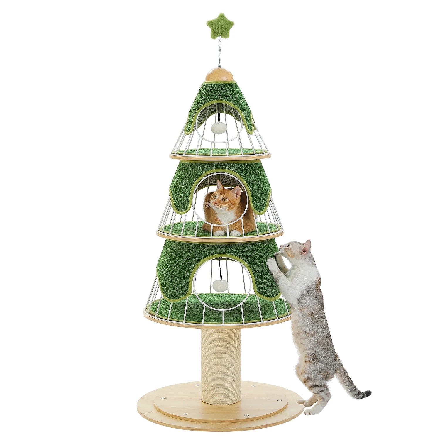 Christmas Cat Tree – Multi-Level Tower with Condos & Scratching Posts