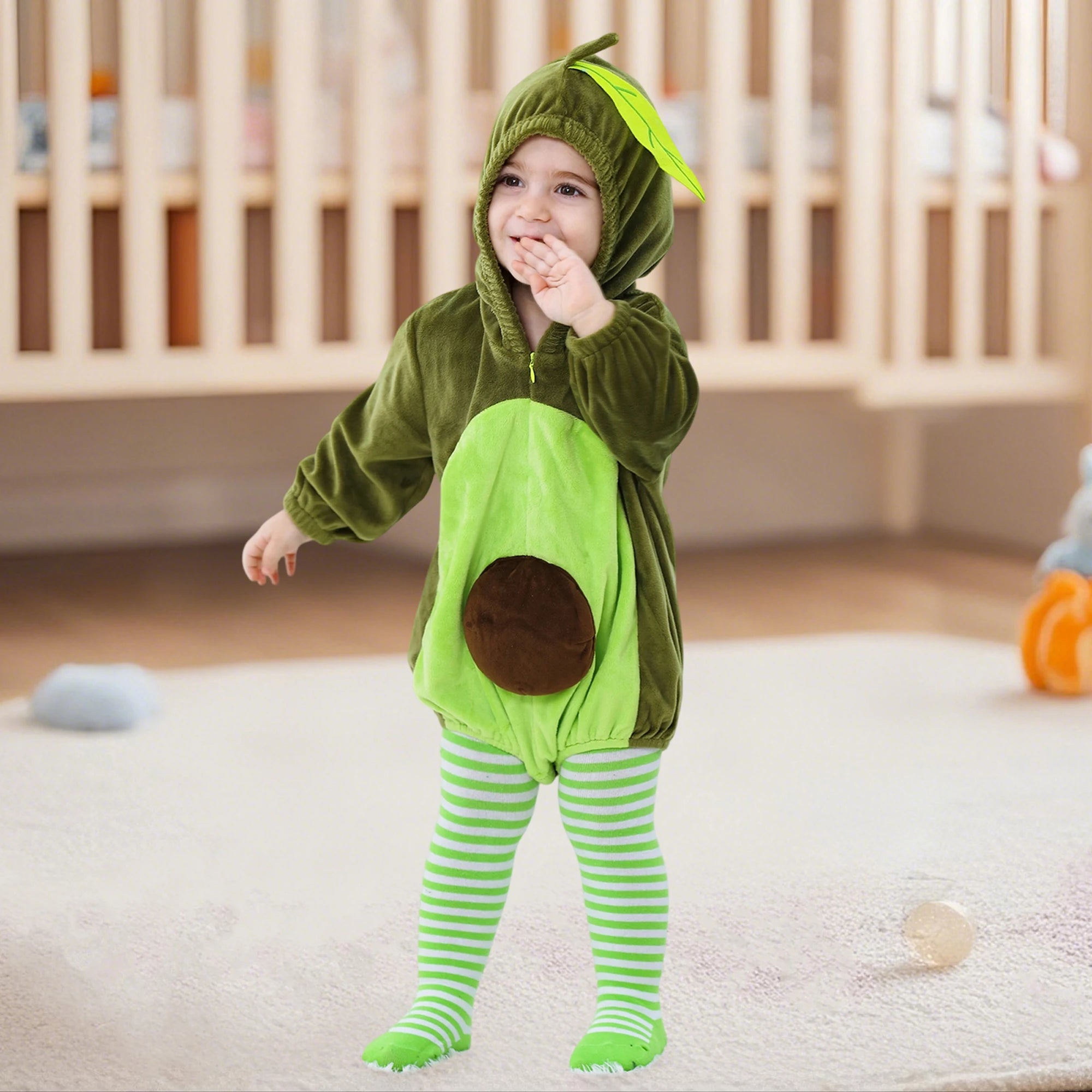 Pumpkin Fleece Hooded Baby Romper