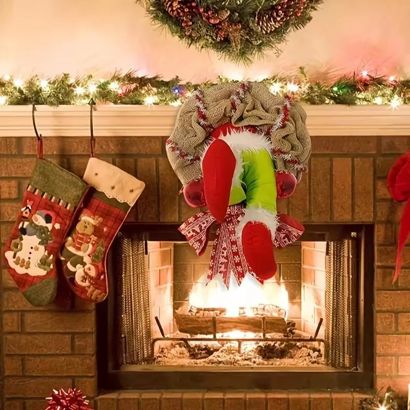 Christmas Thief Wreath – Funny Elf Leg Holiday Decoration