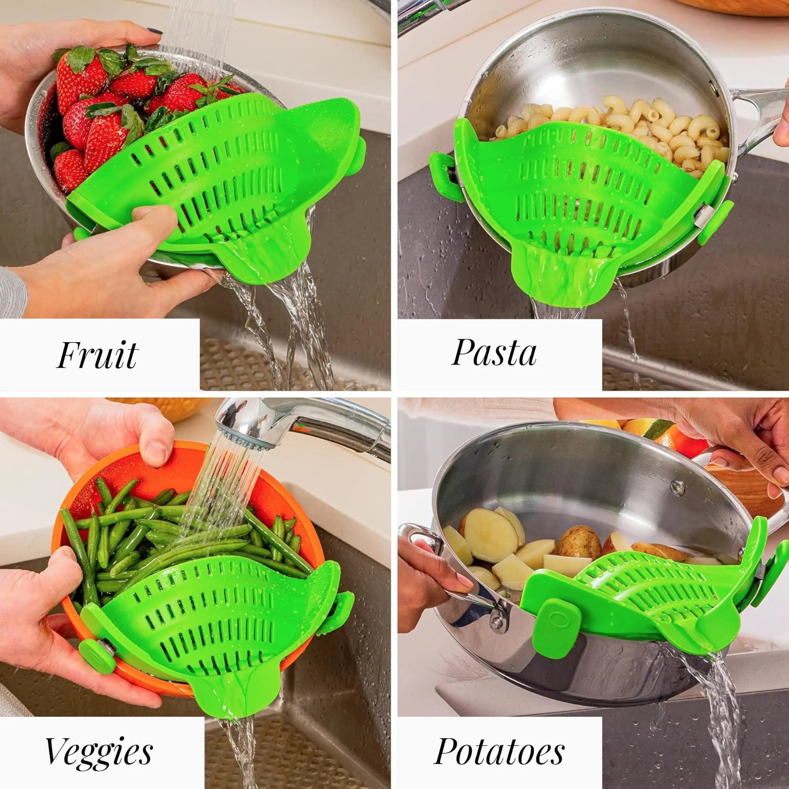 Adjustable Silicone Clip On Strainer