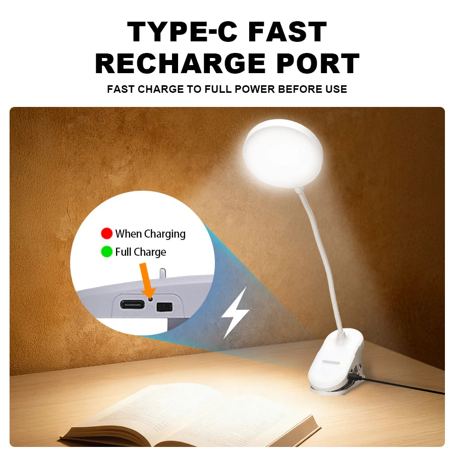 LED Clip-On Mini USB Rechargeable Book Lamp