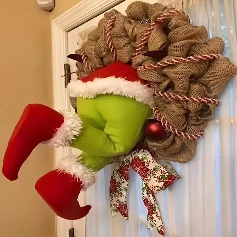 Christmas Thief Wreath – Funny Elf Leg Holiday Decoration