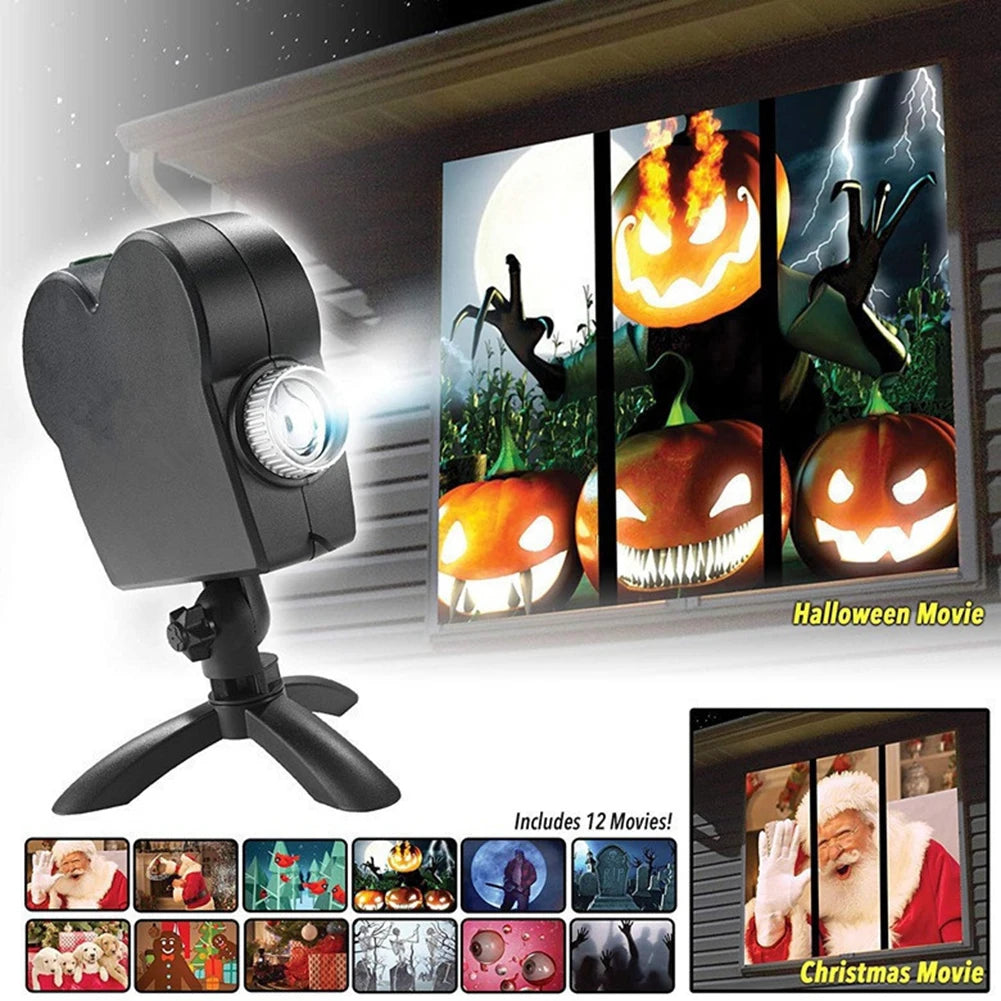 Holiday LED Projector Light – Halloween & Christmas Outdoor Holographic Lamp