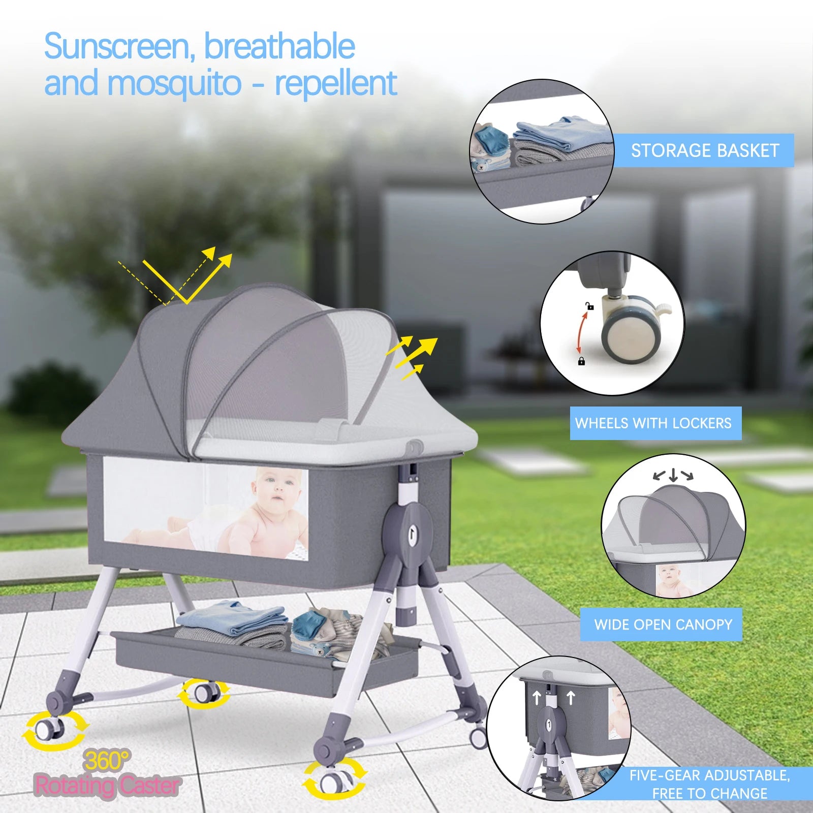 Portable Baby Crib with Mosquito Net