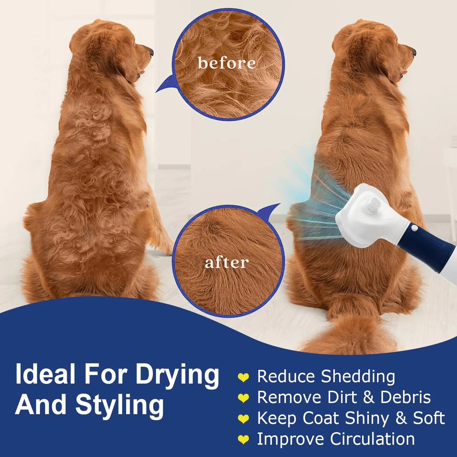 3-in-1 Pet Hair Dryer Brush