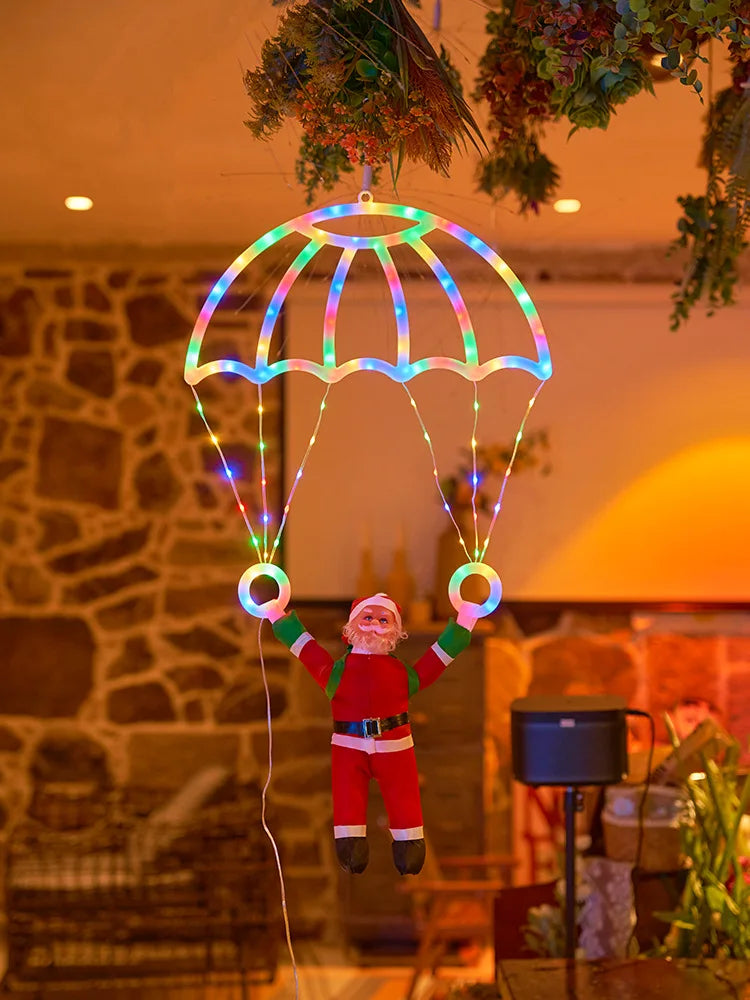 Santa Claus Parachute Lantern Lights – Christmas Window & Festival Décor