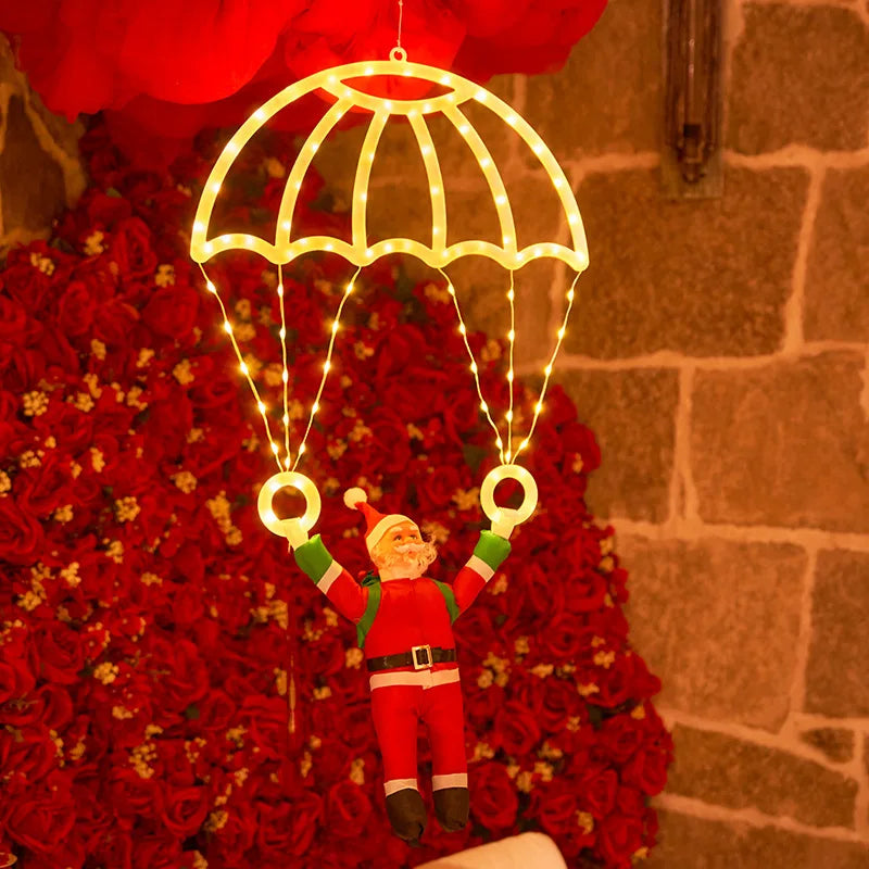 Santa Claus Parachute Lantern Lights – Christmas Window & Festival Décor