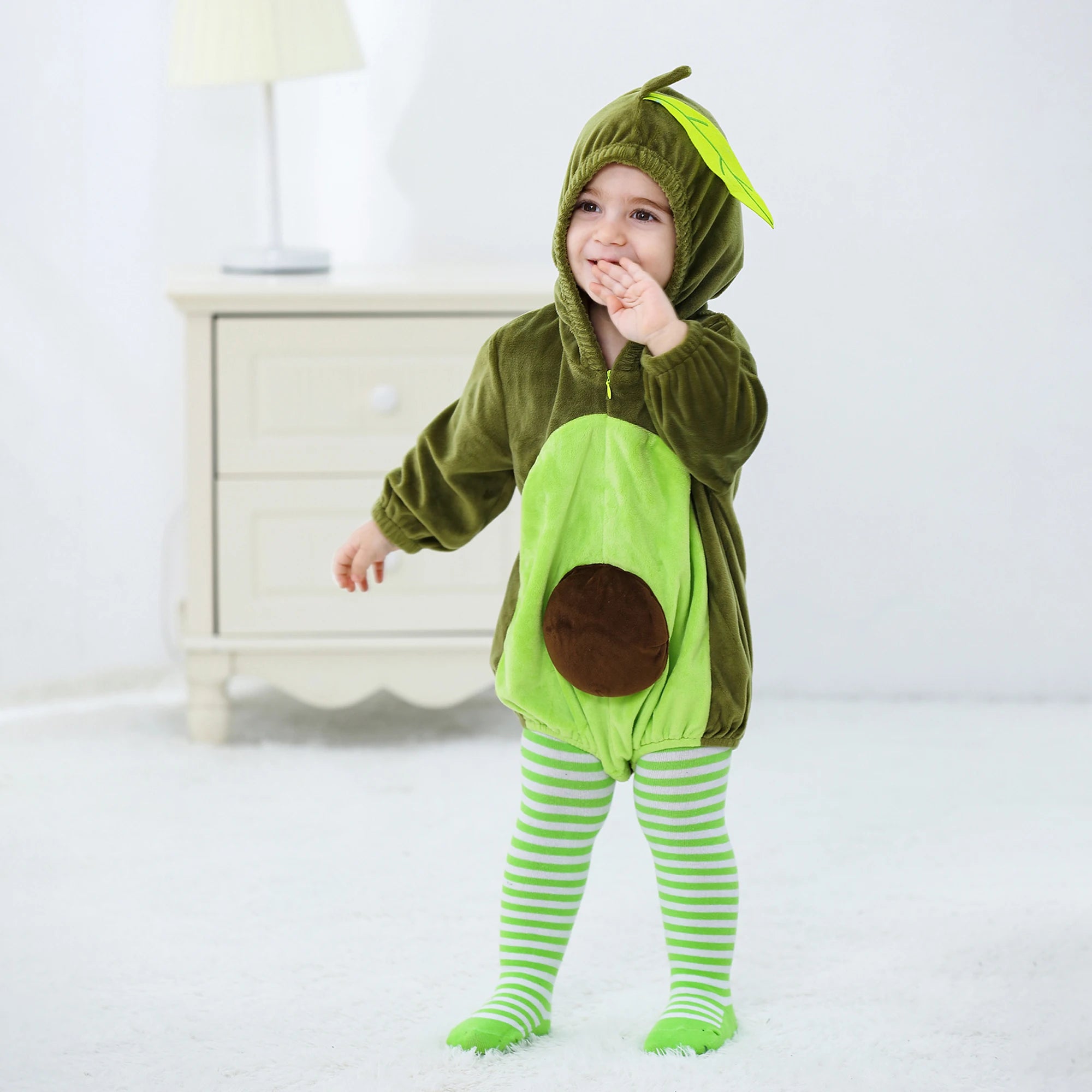 Pumpkin Fleece Hooded Baby Romper