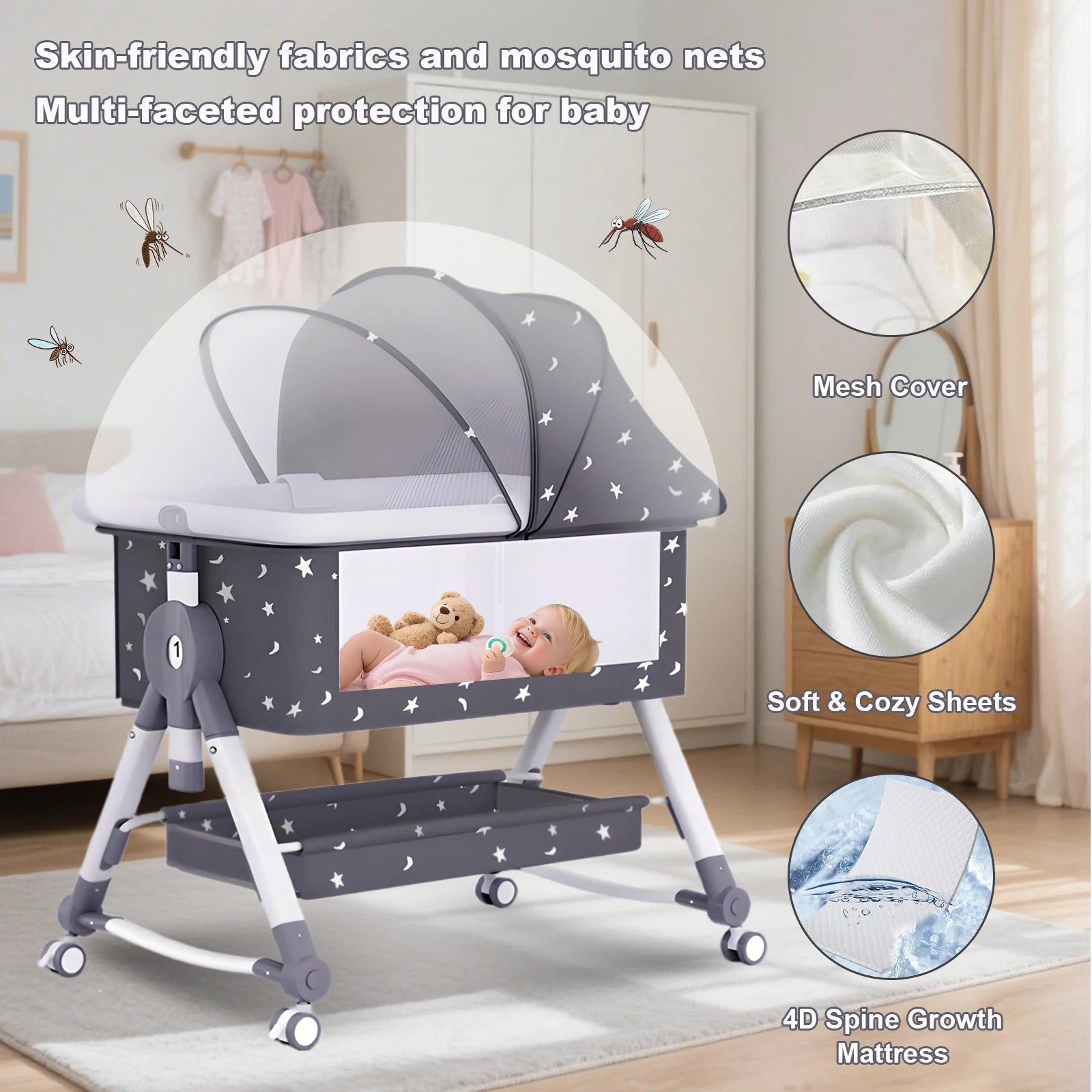 Portable Baby Crib with Mosquito Net