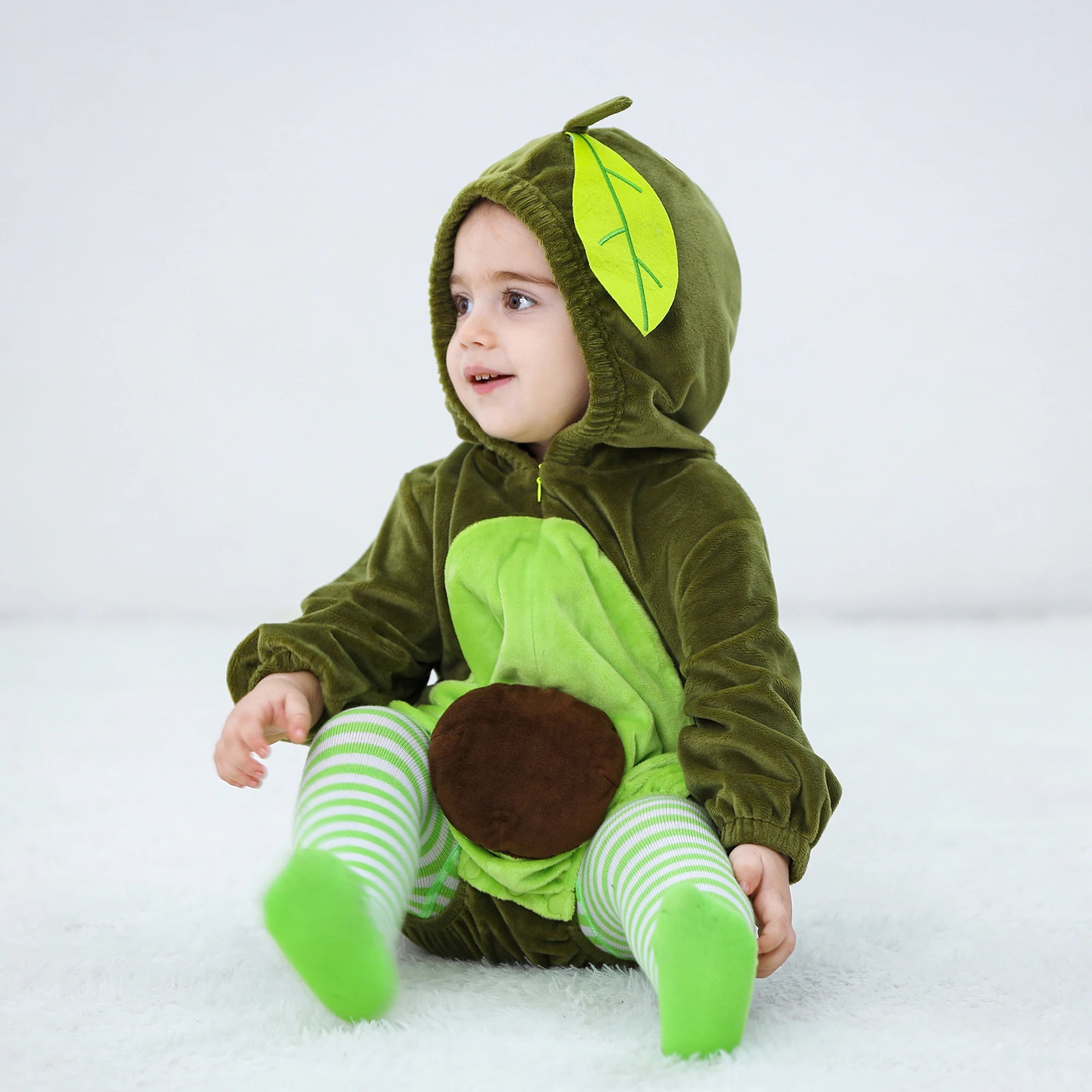 Pumpkin Fleece Hooded Baby Romper