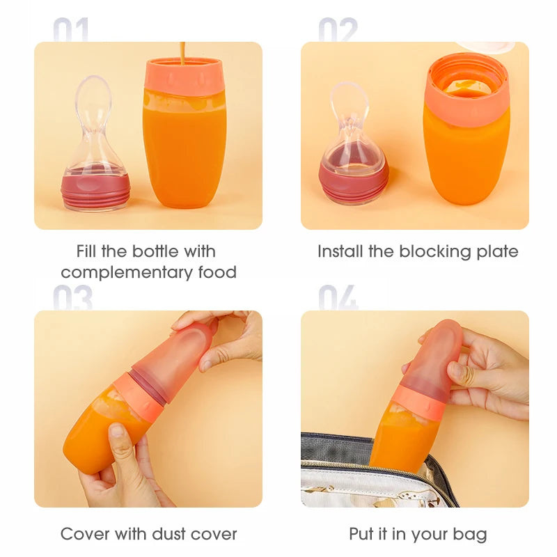 Silicone Baby Feeder with Dispensing Spoon