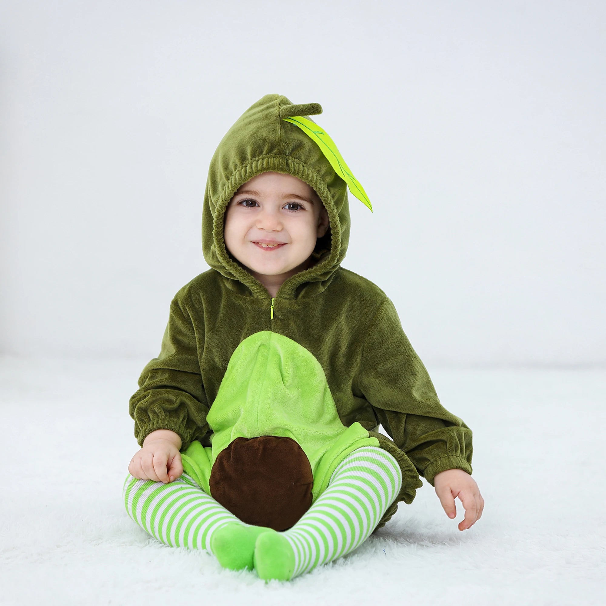 Pumpkin Fleece Hooded Baby Romper