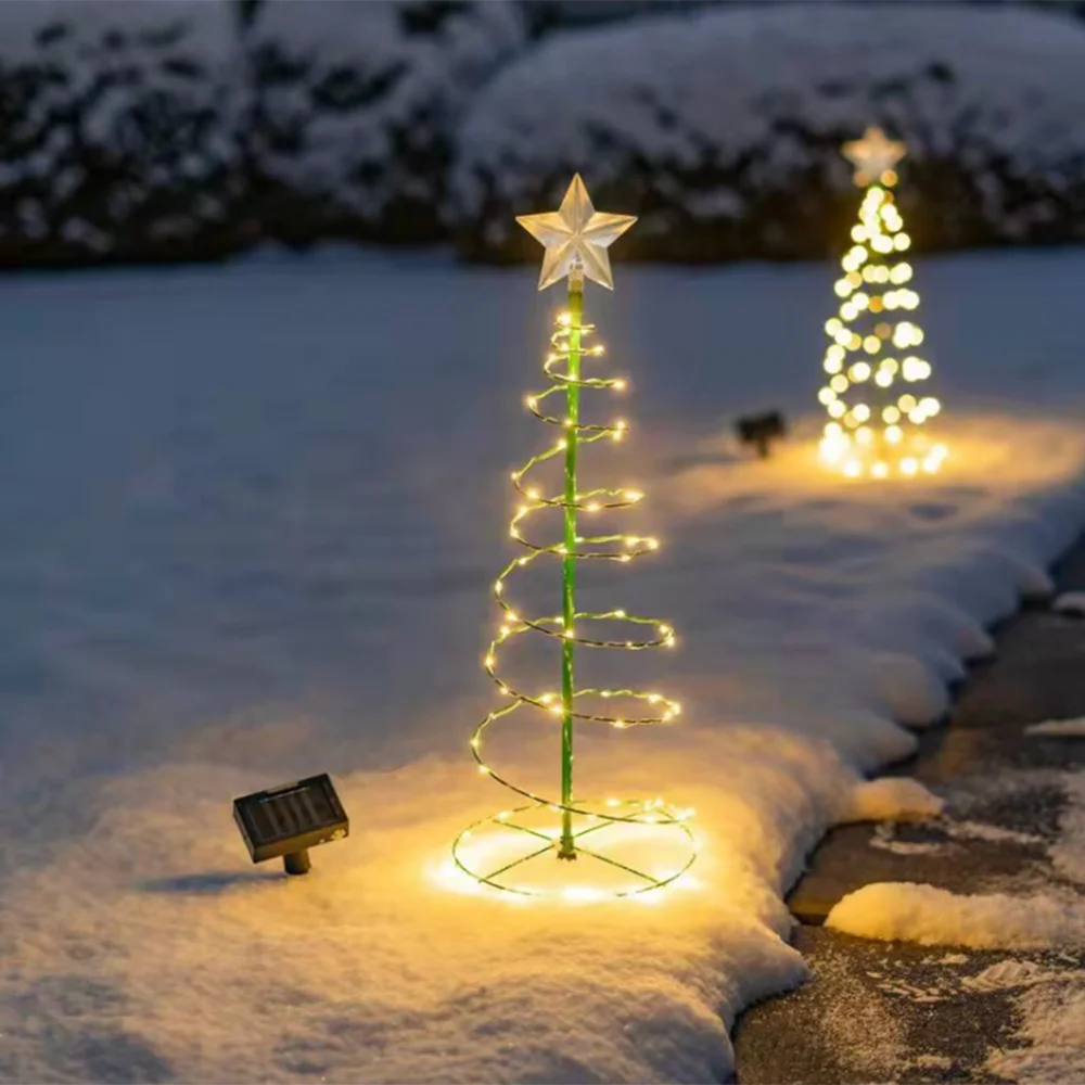 Solar Garden Christmas Tree Lights – Waterproof LED Outdoor Star Lantern