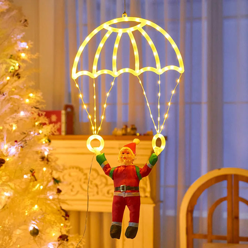 Santa Claus Parachute Lantern Lights – Christmas Window & Festival Décor
