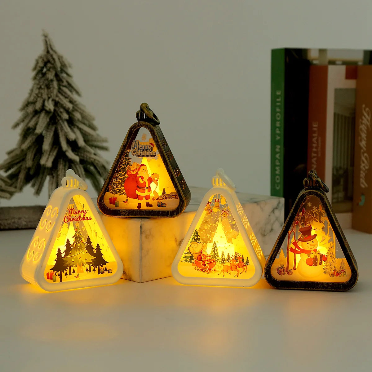Christmas Night Light Ornaments – Glowing Tabletop & Window Decorations