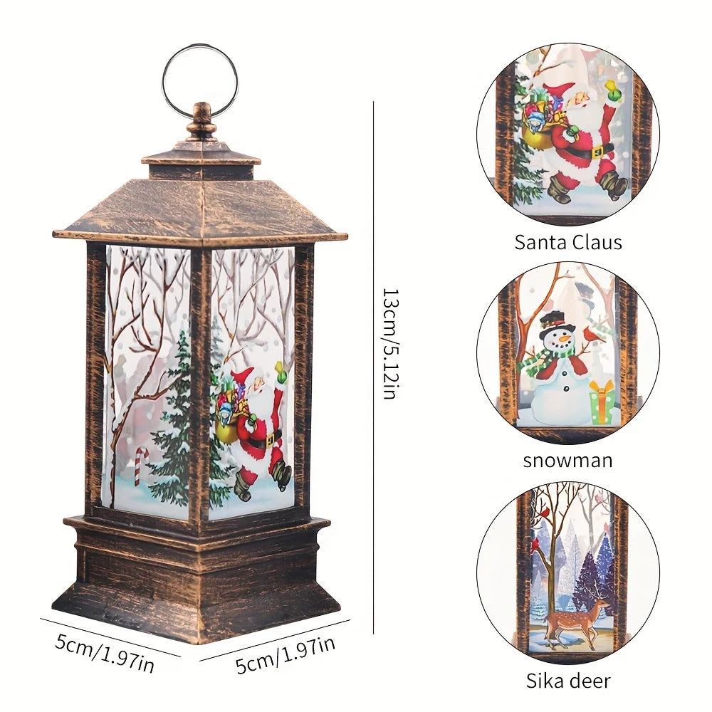 Christmas Lantern Candlestick Lights – 3pcs Santa & Snowman Table Decorations