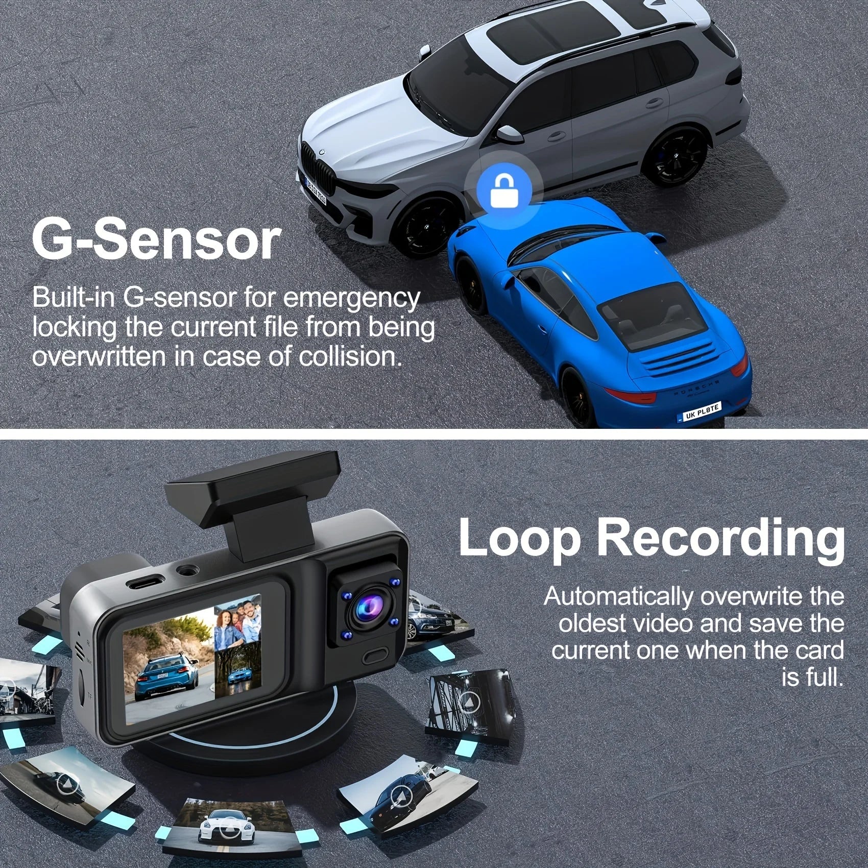 3-Channel 1080P Dash Cam for Cars