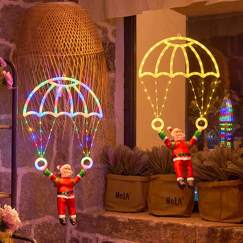 Santa Claus Parachute Lantern Lights – Christmas Window & Festival Décor