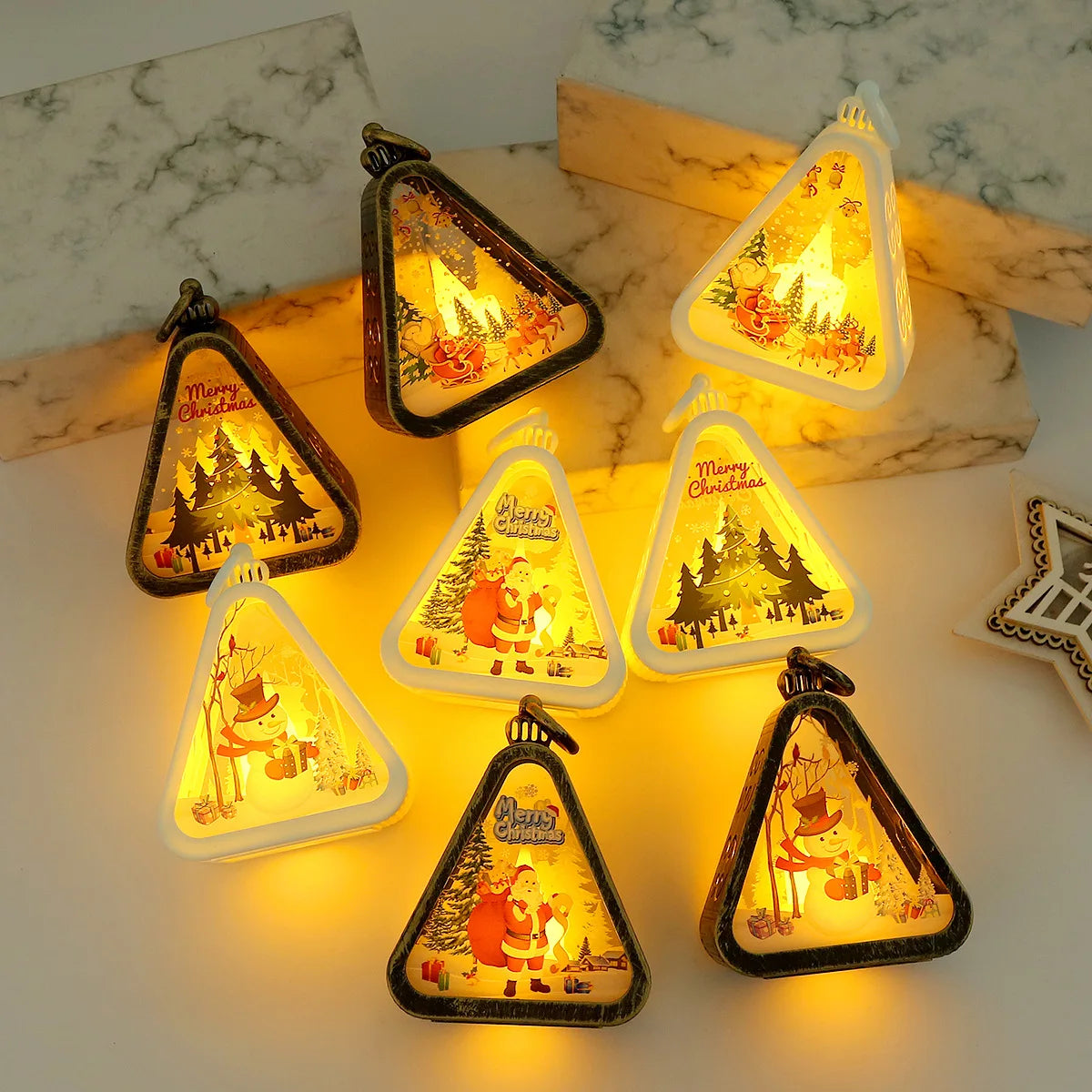 Christmas Night Light Ornaments – Glowing Tabletop & Window Decorations