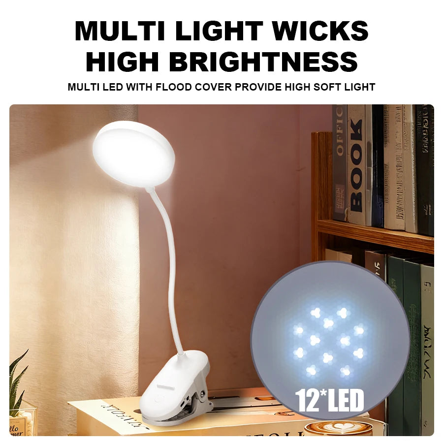 LED Clip-On Mini USB Rechargeable Book Lamp