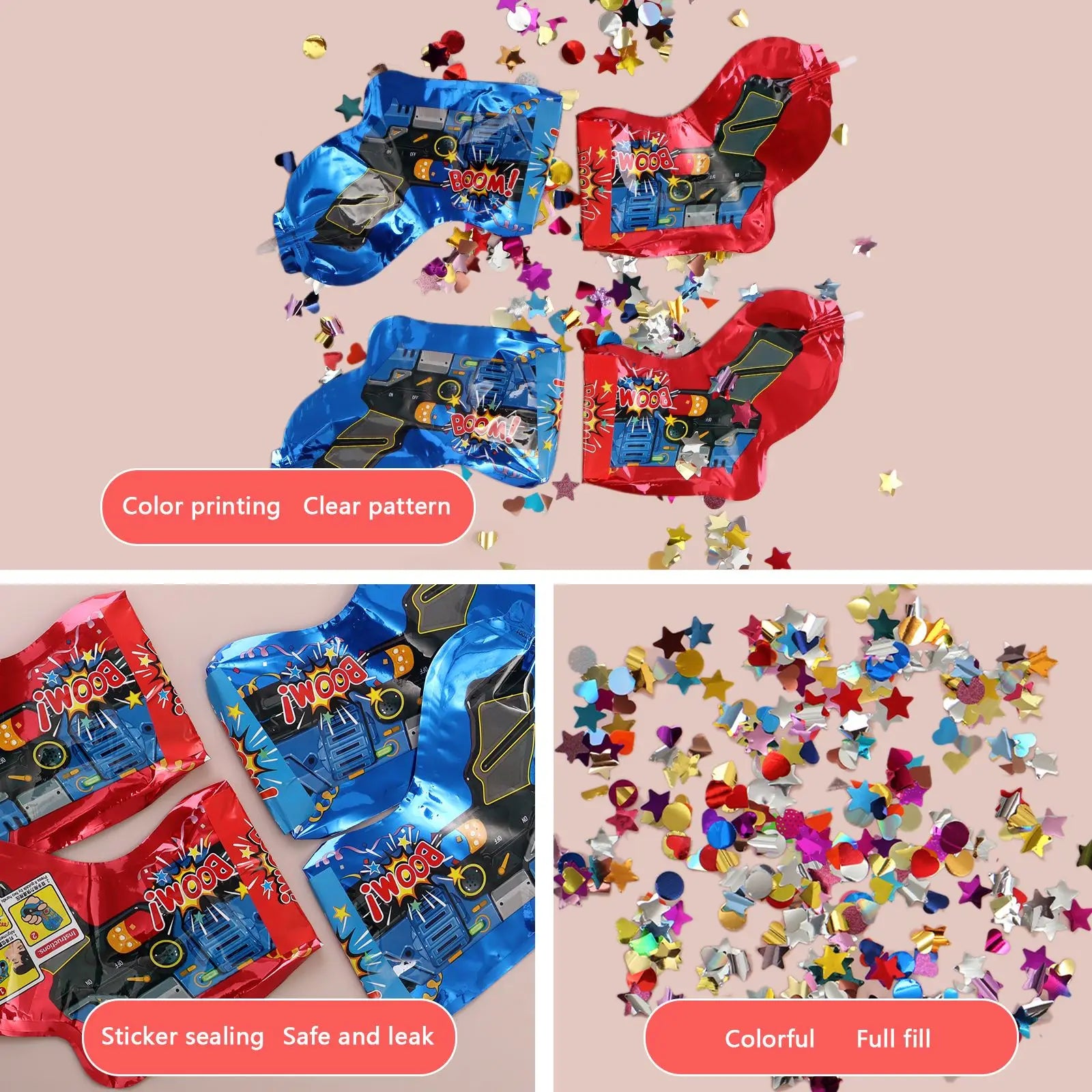 Handheld Confetti Gun – 6/12pcs Inflatable Firework Cannon for Weddings & Parties