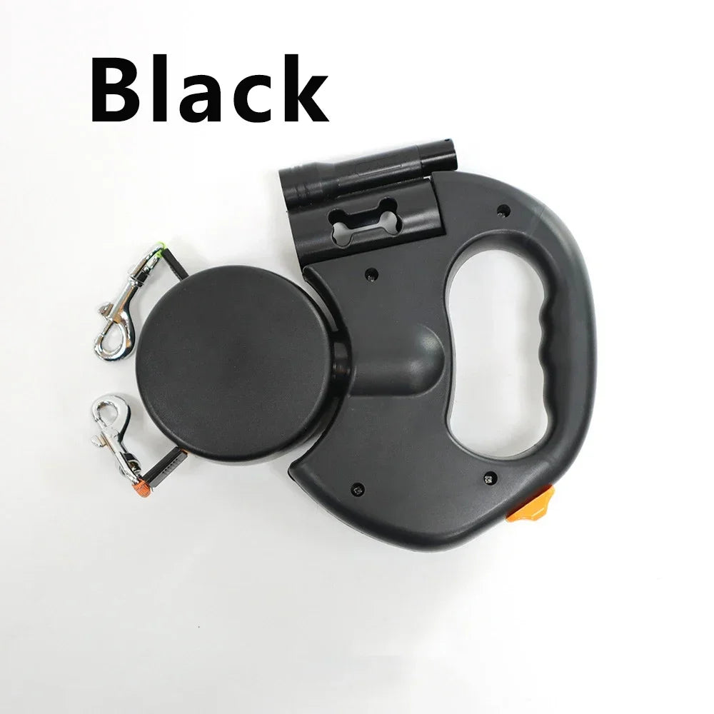 Retractable Dual ]Leash with LED Light