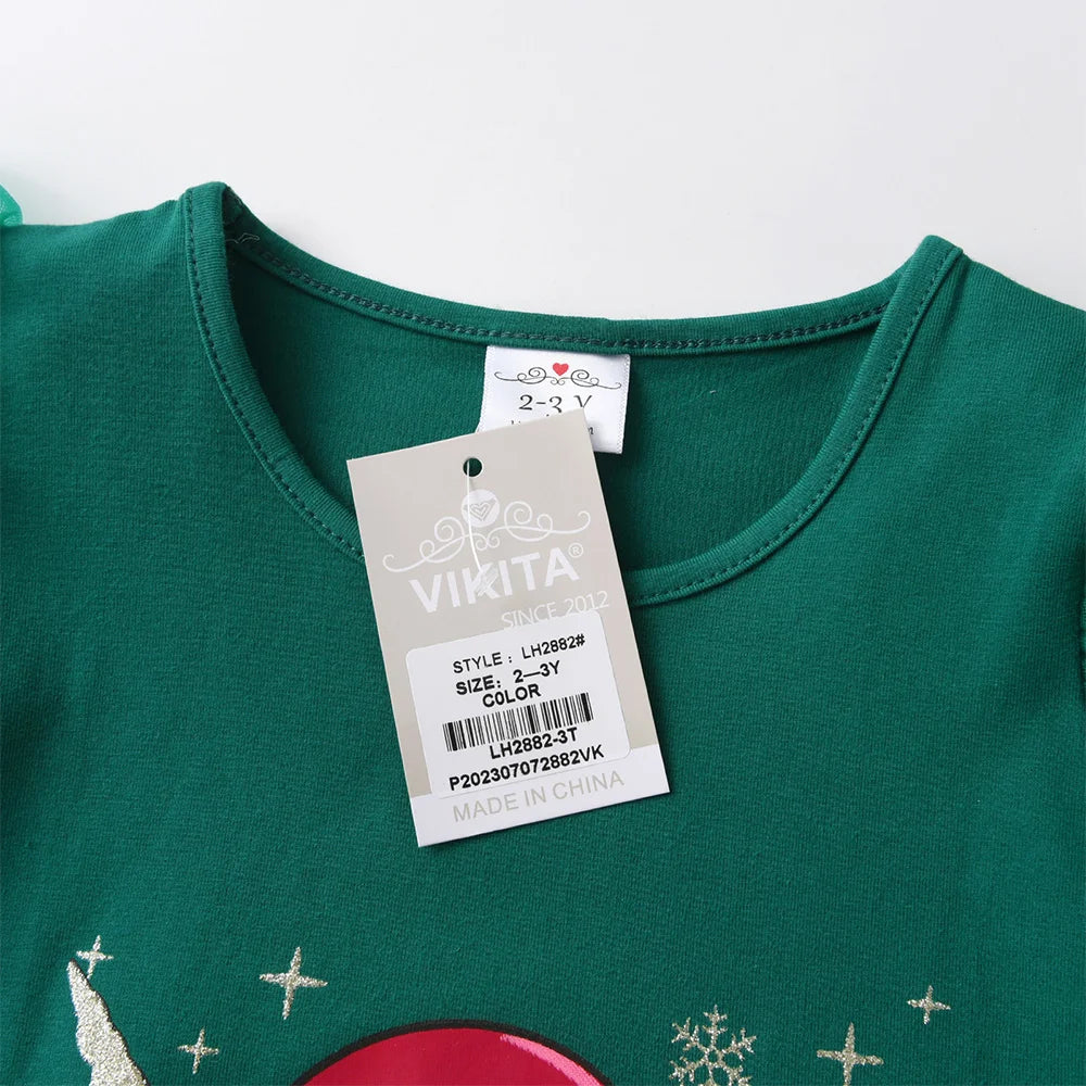 Christmas Unicorn Print Dress for Girls