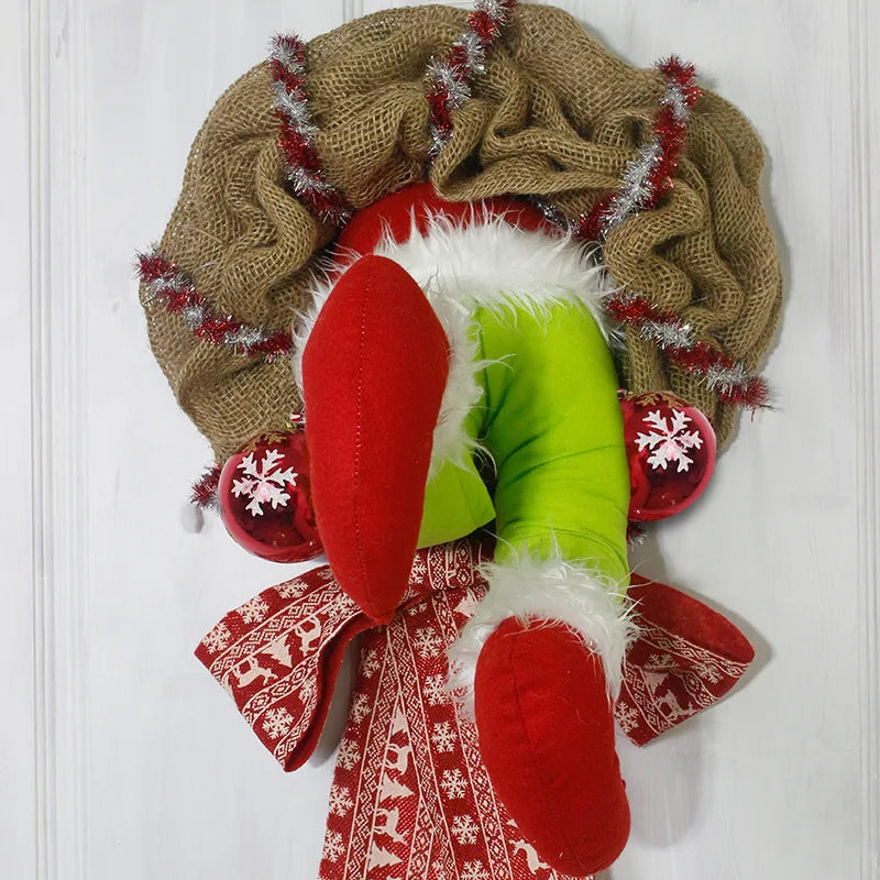 Christmas Thief Wreath – Funny Elf Leg Holiday Decoration