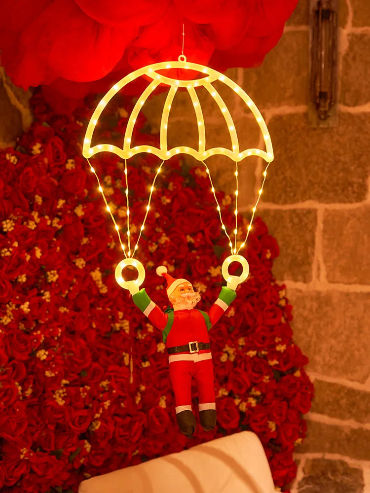 Santa Claus Parachute Lantern Lights – Christmas Window & Festival Décor