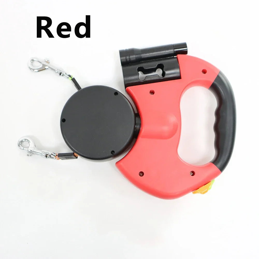 Retractable Dual ]Leash with LED Light