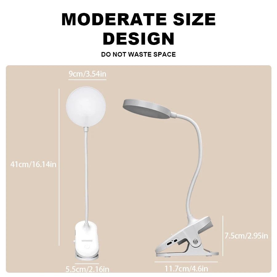 LED Clip-On Mini USB Rechargeable Book Lamp